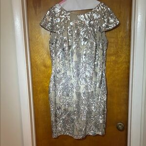 Elegant Silver Sequin Mini Dress